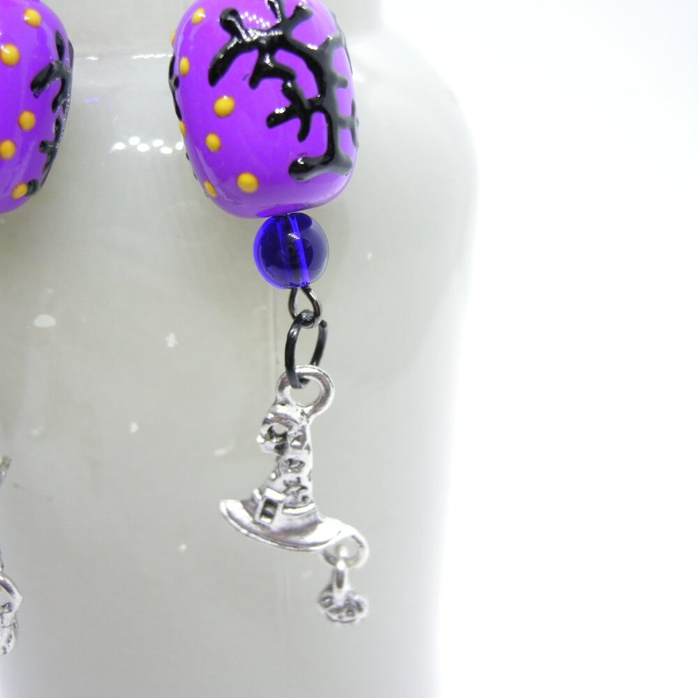 Spooky Trees lampwork earrings - purple, green or mix & match - Picture 10 of 13